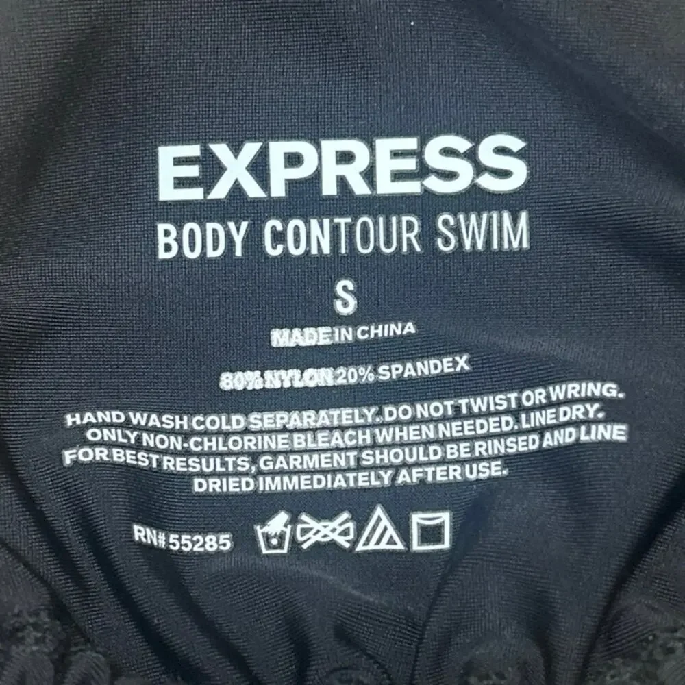 NEW Express Body Contour Swim Black Triangle Halter Bikini Swimwear Top Size S